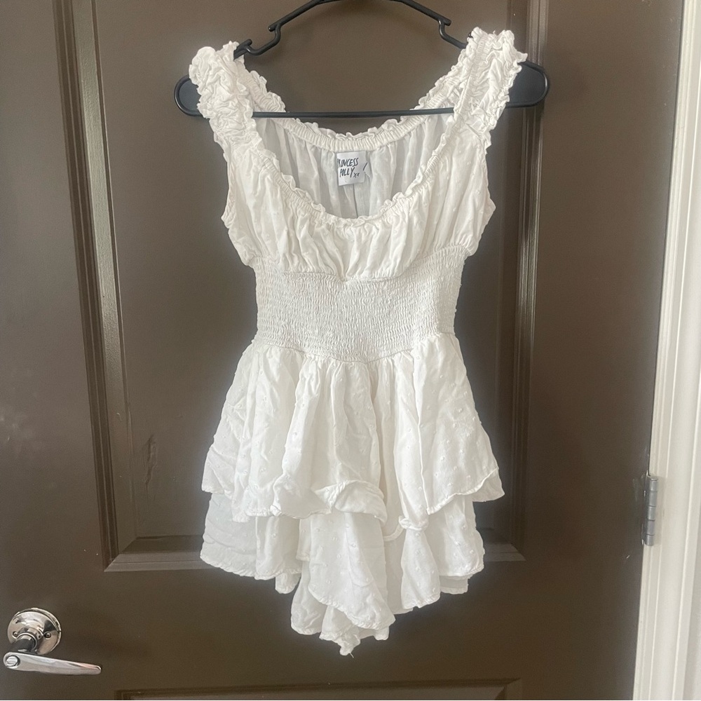 Princess Polly The Love Galore White Ruffled Romper Size 4